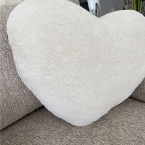 Heart-Shaped White Plush Pillow